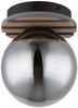 Deckenleuchte, Holzoptik, schwarz, Glaskugel rauch, H 20 cm Bild 5