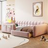REDOM Polsterbett Kinderbett mit Schublade, 4-seitiges Sicherheitsgeländer (integriertem Nachtlicht & USB/USB-C Ladeanschluss, weiches Samt-Sofa-Kopfteil, Jugendbett Einzelbett 90x200 cm), Inklusive Matratze Bild 3