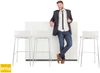 Design Barhocker mit Rückenlehne, Sitzschale Duropal Weiß, Höhe 91cm Bild 2