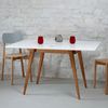 Ragaba rechteckiger ausziehbarer Tisch, MDF & Massives Eschenholz Eichenbeize, 90x65 cm, Weiß Bild 3
