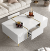 Couchtisch Hochglanz Weiß mit 2 Schubladen & Goldakzenten - 100x60x41,5 cm Bild 5