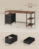 VASAGLE Schreibtisch mit 3 Ablagen, Bürotisch mit 2 Schubladen, 160 x 60 x 76 cm, Industrie-Stil, braun-schwarz Bild 5