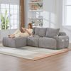 Modulares 3-Sitzer Cordsofa m. Hocker, Getränkehalter, Tasche, Hellgrau Bild 1