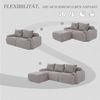 Modulares 3-Sitzer Cordsofa m. Hocker, Getränkehalter, Tasche, Hellgrau Bild 3