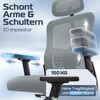 CLOUVOU BrightSeat, ergonomischer Bürostuhl, Rückenlehne mit Mesh Bezug, 2D-Armlehnen, 3D-Kopfstütze, FluxWheels, Anthrazit Bild 4