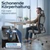 CLOUVOU BrightSeat, ergonomischer Bürostuhl, Rückenlehne mit Mesh Bezug, 2D-Armlehnen, 3D-Kopfstütze, FluxWheels, Anthrazit Bild 3