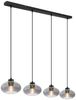 Pendelleuchte, 4-Flammig, Glas, rauch, schwarz, L 96 cm Bild 2