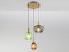 LED Pendelleuchte aus Rillenglas bunt mit 3 Glasschirmen, Ø 55cm Bild 4