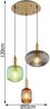 LED Pendelleuchte aus Rillenglas bunt mit 3 Glasschirmen, Ø 55cm Bild 3