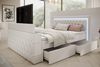 Boxspringbett Arosa TV, Boxspringbett mit Schubladen, TV-Lift LED Beleuchtung, Doppelbett mit Matratze, Kunstleder, 180 x 200 cm, Weiß Bild 3