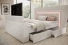 Boxspringbett Arosa TV, Boxspringbett mit Schubladen, TV-Lift LED Beleuchtung, Doppelbett mit Matratze, Kunstleder, 180 x 200 cm, Weiß Bild 4