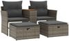 vidaXL Gartensofa 2-Sitzer mit Hockern Grau Poly Rattan 365804 Bild 2