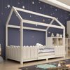 Kinderhausbett 90×200 cm mit Rausfallschutz und Lattenrost, Weiß, ohne Matratze Bild 5