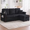 Sofa mit USB-Anschluss, LED & Stauraum, 194 x 127 x 81 cm, Schwarz Bild 5