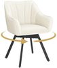 Yaheetech Polsterstuhl mit Armlehnen, 360° drehbar, X-förmiges Metallgestell, Samt, 55 x 58,5 x 82 cm, Beige Bild 4