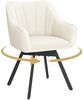 Yaheetech Polsterstuhl mit Armlehnen, 360° drehbar, X-förmiges Metallgestell, Samt, 55 x 58,5 x 82 cm, Beige Bild 5