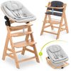 Hauck Hochstuhl Alpha Plus Natur Newborn Set Eco - Light Grey (Set), Holz Babyhochstuhl ab Geburt inkl. Neugeborenenaufsatz & Sitzauflage Bild 5