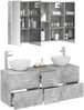 vidaXL Badezimmermöbel-Set 4 pcs Betongrau Ingenieurholz und Glas 3406746 Bild 3