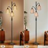 LMaxhome LED Stehlampe Boho 175CM Dimmbar Stehlampe Rattan Vintage Stehleuchte Lampenschirm, Dimmbare, LED fest integriert, Stabiles Metallmaterial und schwerer Sockel, 2700K Warmweißes Licht, mit 3-Glühbirnen-E27, 12W Lese Lampen für Schlafzimmer Büro... Bild 3