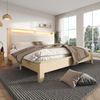 Polsterbett, Cord & Holz mit LED-Kopfteil und Stauraum, 140x200 cm, Beige/Eichefarben, ohne Matratze Bild 4