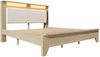 Polsterbett, Cord & Holz mit LED-Kopfteil und Stauraum, 140x200 cm, Beige/Eichefarben, ohne Matratze Bild 5