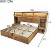 Merax Doppelbett 180x200 cm, Stauraumbett mit Hydraulik, Holz mit integrierten Nachttischen, Bettgestell mit Lattenrost und Kopfteil-Regal, LED & USB-C, Eiche Bild 4