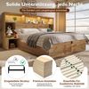 Merax Doppelbett 180x200 cm, Stauraumbett mit Hydraulik, Holz mit integrierten Nachttischen, Bettgestell mit Lattenrost und Kopfteil-Regal, LED & USB-C, Eiche Bild 5