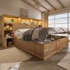 Merax Doppelbett 180x200 cm, Stauraumbett mit Hydraulik, Holz mit integrierten Nachttischen, Bettgestell mit Lattenrost und Kopfteil-Regal, LED & USB-C, Eiche Bild 2