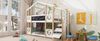 Etagenbett 90x200 cm im Baumhaus-Design, Kiefer-Massivholz & Spanplatte, Treppenschrank mit Stauraum und erhöhtem Rausfallschutz, Weiß/Natur Bild 5