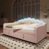 Tagesbett 90×200 cm mit hydraulischem Bettkasten und LED-Beleuchtung, Rosa Bild 3