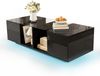Couchtisch 120x50x38.5 cm, Schwarz, Hochglanz/Matt mit Glasplatte und steuerbarer LED Bild 2