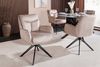 Drehbarer Stuhl ATHENA beige Samt Armlehnen Esszimmer Taschenfederkern Metall Bild 3