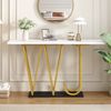 Konsolentisch 120 cm mit Marmoroptik Tischplatte, Metallgestell Gold, Flurtisch Beistelltisch Sideboard Bild 4