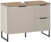 Waschbeckenunterschrank Djerba / Denver, Holzwerkstoff, Beige, Holzfarben, 80 x 60 x 35 cm Bild 2