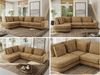 CALENO L-Form Ecksofa 317x225 cm, Massivholz-Rahmen & Wellenfedern, Sitzhöhe 51 cm, modernes Polstersofa rückenecht bezogen & freistehend - Hellbraun Schenille grob gewebt - Links Seite Bild 2