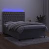 vidaXL Boxspringbett mit Matratze & LED Hellgrau 140x200 cm Samt 3136305 Bild 4
