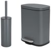 spirella Badaccessoires-Sets AKIRA, Badezimmer Zubehör-Set, 2-tlg, bestehend aus Kosmetikeimer 5L Treteimer mit SoftClose Absenkautomatik und WC Garnitur mit hygienischem Innenbehälter und Deckel, Stahl matt-satiniert, angesagte Trendfarben, grau, Komb... Bild 4