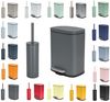 spirella Badaccessoires-Sets AKIRA, Badezimmer Zubehör-Set, 2-tlg, bestehend aus Kosmetikeimer 5L Treteimer mit SoftClose Absenkautomatik und WC Garnitur mit hygienischem Innenbehälter und Deckel, Stahl matt-satiniert, angesagte Trendfarben, grau, Komb... Bild 3