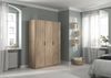 Rauch Möbel Lagoa, Kleiderschrank, Garderobe für Schlafzimmer, Kinderzimmer, Jugendzimmer 3-türig, mit Zubehör Classic, Farbe Eiche Sonoma, Holz, Breite 136 Bild 2