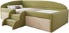 Kinderbett 90×190 cm mit Samt,Colorblock-Design,Schutzgitter & rutschfesten Stufen,gepolstertes Juniorbett,Dunkelgrün & Cremeweiß Bild 5