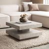FINEBUY Couchtisch FB59751 (60 cm MDF, Wohnzimmertisch Stein Optik Sandfarben), Sofatisch Beige Modern, Kaffeetisch Quadratisch Bild 1