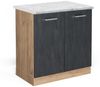 Spülenunterschrank R-Line Schwarz Beton 80 cm AP Marmor Vicco Bild 1