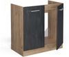 Spülenunterschrank R-Line Schwarz Beton 80 cm AP Marmor Vicco Bild 4