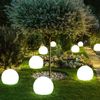 9er Set LED Solarkugel weiß, Erdspieß, DxH 10x38 cm Bild 3