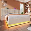 Doppelbett 160x200 cm mit 360° LED, USB-C, hydraulischem Stauraum & inkl. Matratze in Beige Bild 2