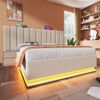 Doppelbett 160x200 cm mit 360° LED, USB-C, hydraulischem Stauraum & inkl. Matratze in Beige Bild 2