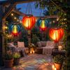 2x LED Solar, Hängelampe, blau rot, Heißluftballon, H 45 cm Bild 2