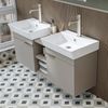 Roomart LYCIA-120 Badmöbel Set– 4-teiliges Badezimmermöbel Set - Waschbeckenunterschrank mit Keramikwaschbecken, Spiegelschrank & Hochschrank - H 54 x B 38.6 x T 121 cm • Beige Bild 5