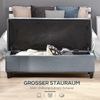 Sitzbank Aufbewahrungsbank Leinenoptik 125x49 cm Knopfheftung Eukalyptusholz Beine Grau Flur Bank 120kg Bild 5