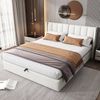 Flieks Polsterbett, LED Stauraumbett Doppelbett mit USB/ Verstellbarem Kopfteil 140x200cm Bild 2